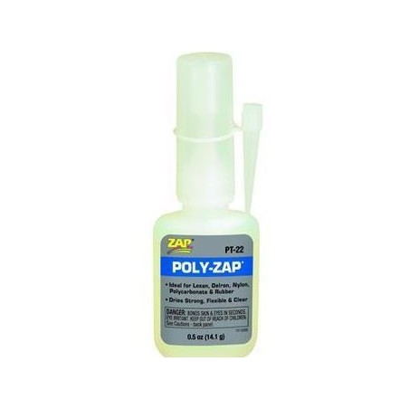 ZAP ZPT22 colle poly-zap pour lexan, Delron, nylon, polacarb. et gomme 14,1 g.