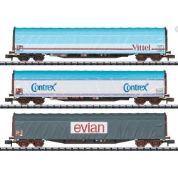 Trix 15375 N SNCF set de 3 wagons bâchés, Vittel, Contrex, Evian