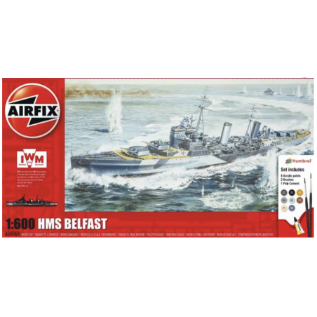 Airfix 50069 1 - 600 HMS Belfast gift set avec peintures et colle