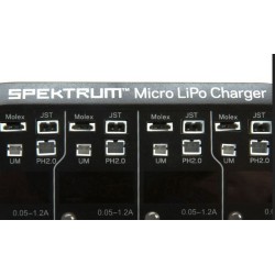 Spektrum Smart SPMXC1040 chargeur SMART S44 Li-Po, 4 ports. JST, UM, PH2, Molex