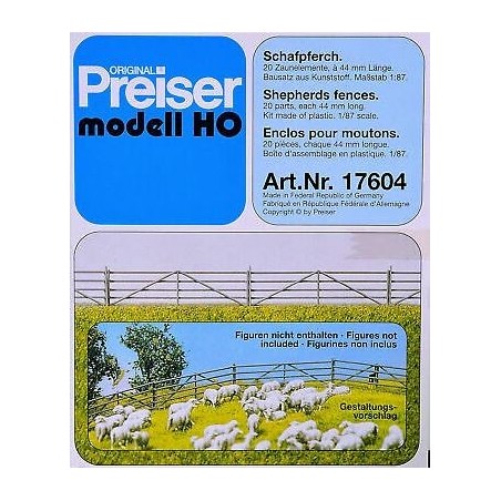 Preiser 17604 HO enclos pour moutons, 20 pièces (sans moutons)