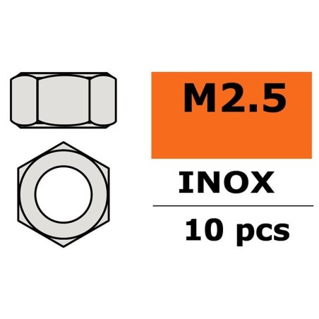 Gforce 0250-001 écrous M2 inox (10x)