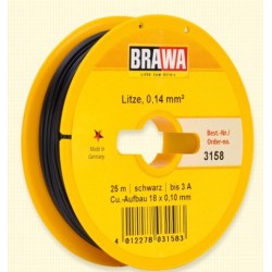 Brawa 3158 câble noir 0,14 mm2 25m