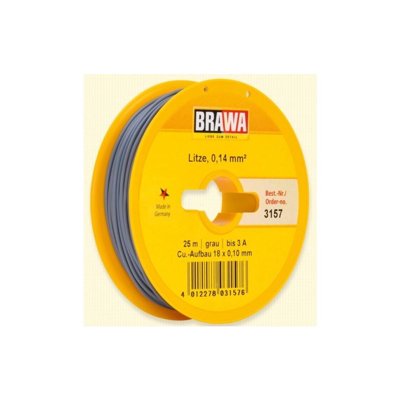Brawa 3157 câble gris 0,14mm2 25m