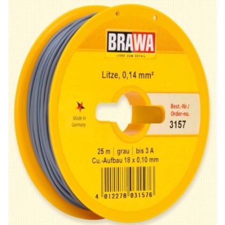 Brawa 3157 câble gris 0,14mm2 25m Brawa 3157 câble gris 0,14mm2 25m