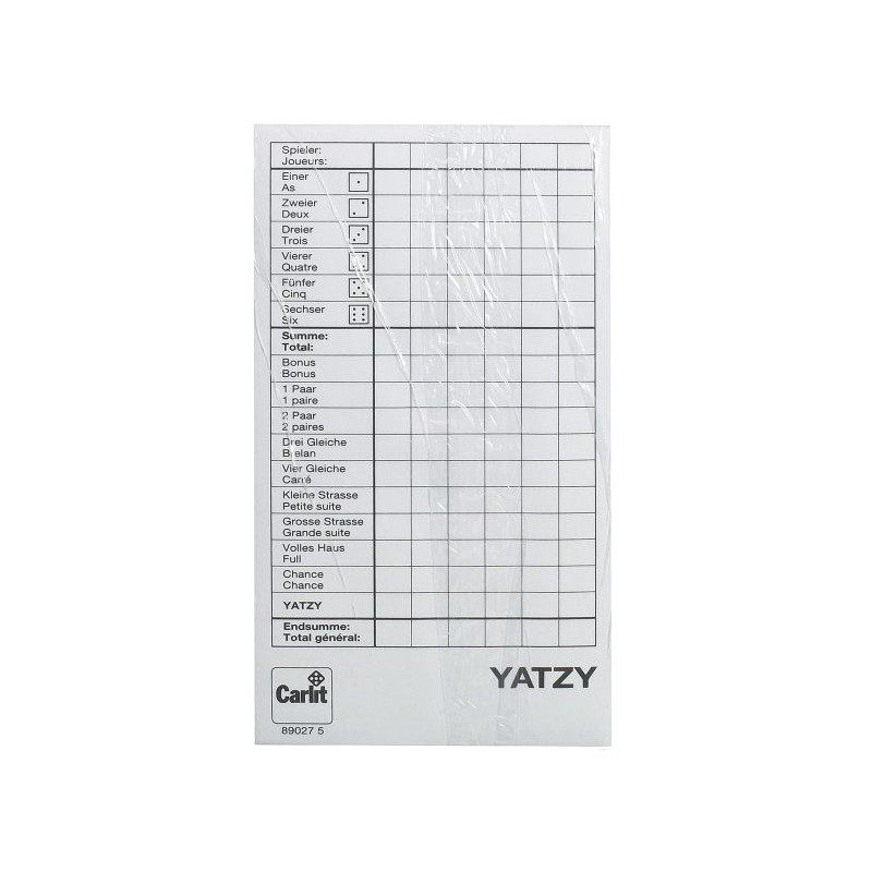 Carlit 890275 bloc de score pour yatzy, 3 blocs