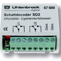 Uhlenbrock 67600 décodeur de commutation 2 circuits, 2 adresses