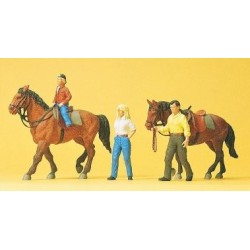 Preiser 10501 HO chevaux et cavaliers (5 pièces)