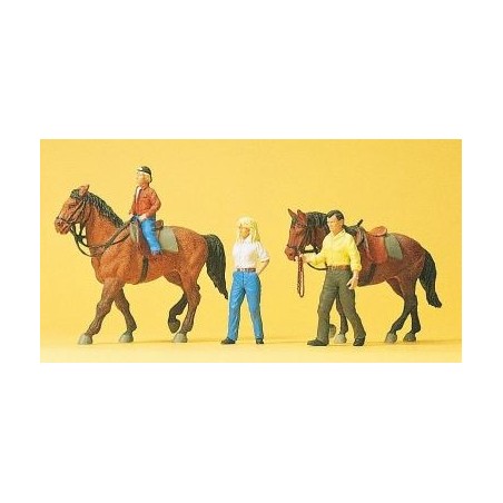 Preiser 10501 HO chevaux et cavaliers (5 pièces)