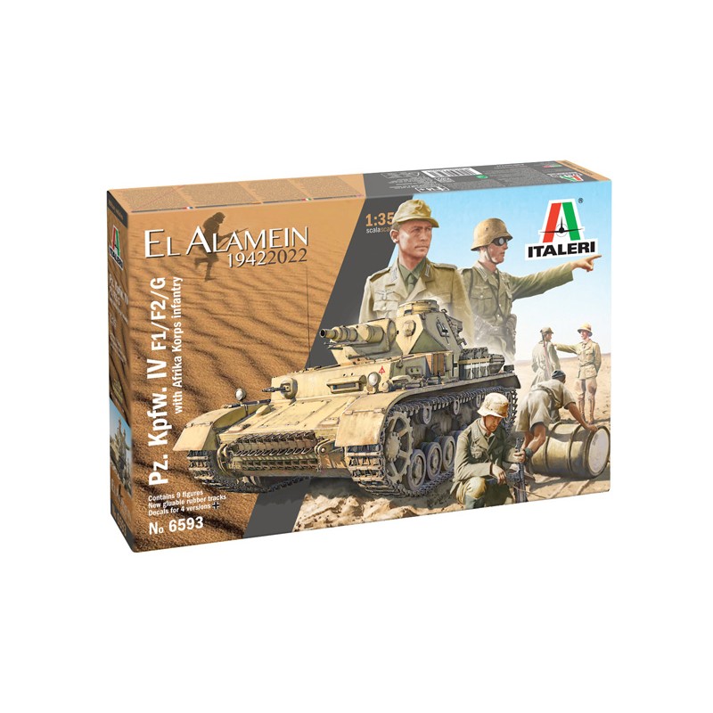 Iteleri 6593 1 - 35 Pz. Kpfw. IV F1-F2-G Afrika Korps El Alamein 1942 avec figurines