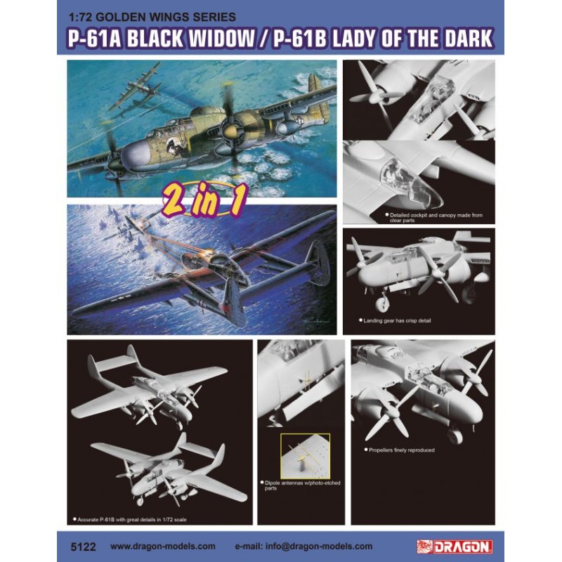 Dragon 5122 1 - 72 P61A Black Widow, P61B Lady of the dark