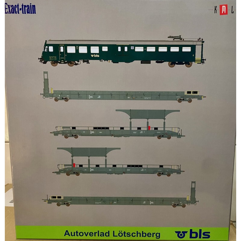 Exact-train 25000 HO DC BLS set tansport autos avec voit.pilote et 4 wagons ép.VI