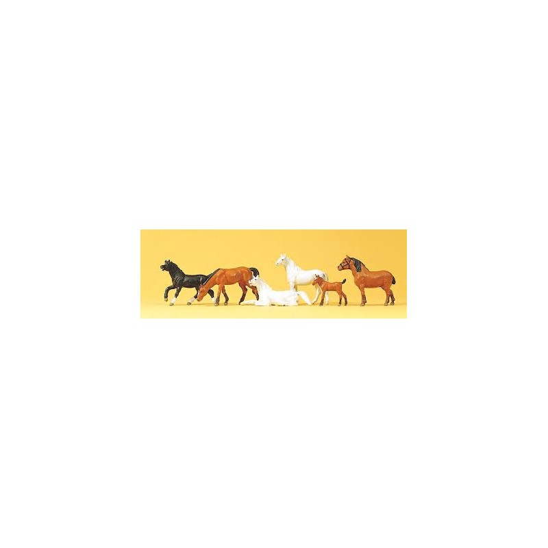 Preiser 10150 HO chevaux, 6 pièces
