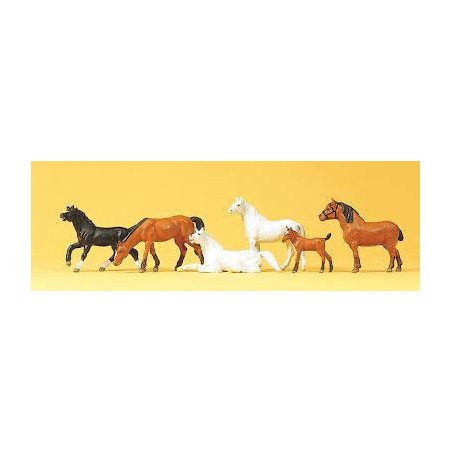 Preiser 10150 HO chevaux, 6 pièces