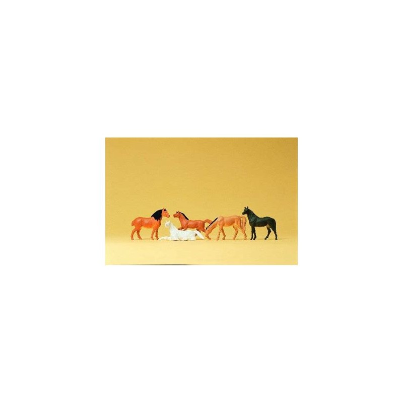 Preiser 14150 HO chevaux, 5 pièces