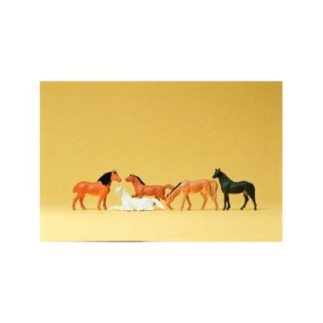Preiser 14150 HO chevaux, 5 pièces