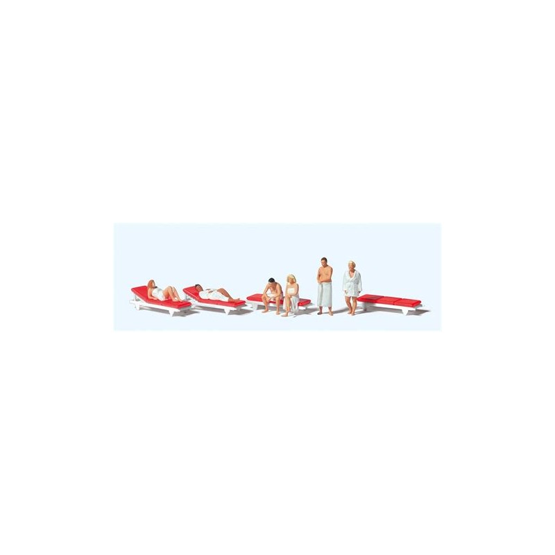 Preiser 10801 HO au sauna,6 figuines et bancs