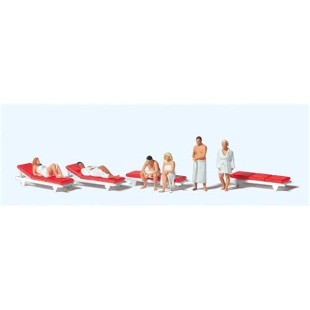 Preiser 10801 HO au sauna,6 figuines et bancs