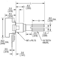 Potentiomètre 100 K  Ohms, 200 mW. Axe de 6 mm
