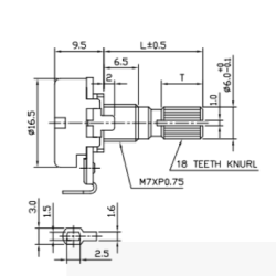 TT electronics potemtiomètre 4,7 K Ohms 200 mW. axe de 6 mm