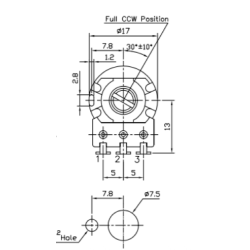 TT electronics potemtiomètre 4,7 K Ohms 200 mW. axe de 6 mm