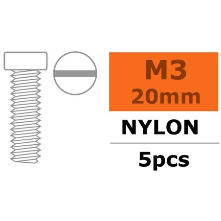 Gforce 0310-004 vis en nylon M3x20 (5x) Gforce 0310-004 vis en nylon M3x20 (5x)