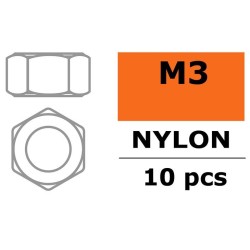 Gforce 0300-001 écrou exagonal M3 nylon (10x)