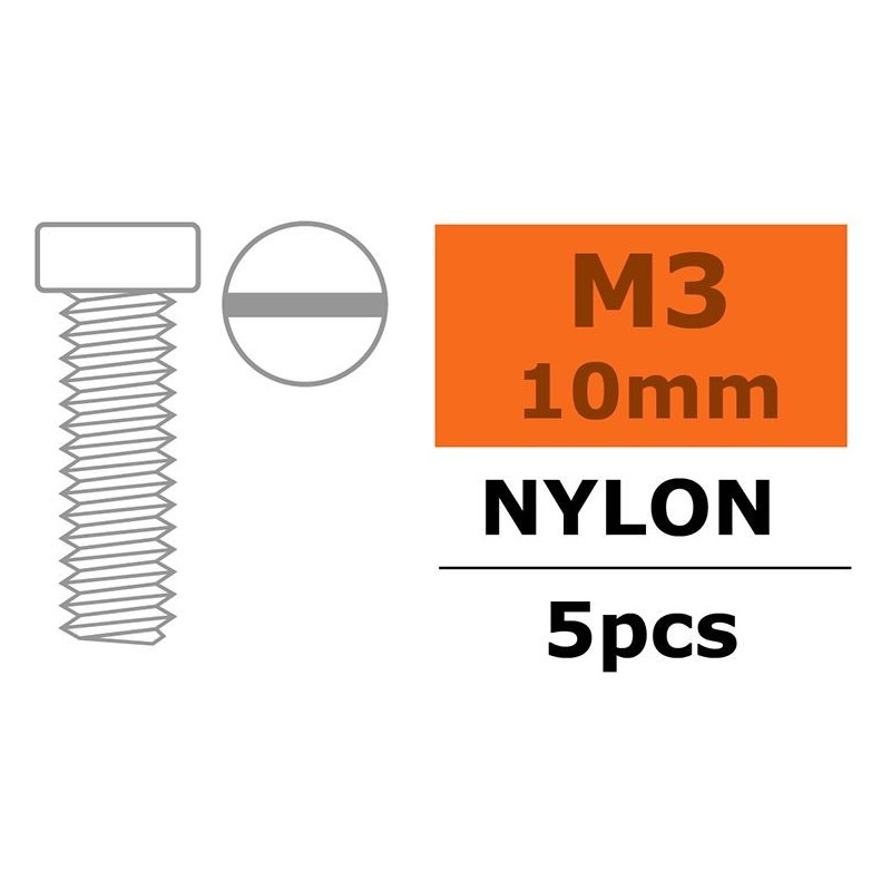 Gforce 0310-001 vis en nylon M3 x10 (5x)