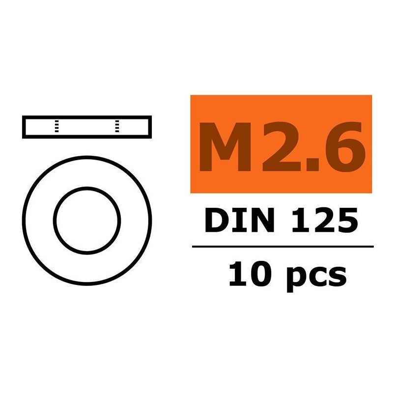 Gforce 0154-004 Rondelles galvanisées M 2,6 (10x)