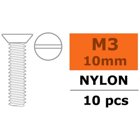 Gforce 0311-001 Vis tête conique nylon M3 x 10 mm Gforce 0311-001 Vis tête conique nylon M3 x 10 mm