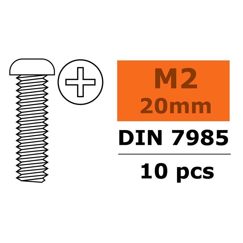 Gforce 0170-004 Vis tête bombée M 2 X 20 galvanisées (10x)
