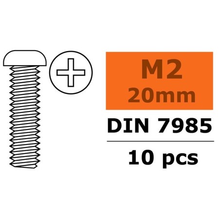 Gforce 0170-004 Vis tête bombée M 2 X 20 galvanisées (10x) Gforce 0170-004 Vis tête bombée M 2 X 20 galvanisées (10x)