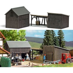 Busch 1595 HO kit de construction comprenant 1 petite grange 1 abri & un avant toit,